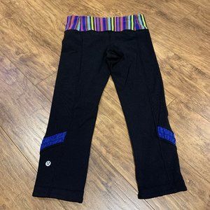 Lululemon capris black and colourful waistband